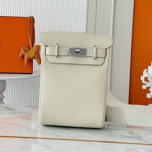 Craie Hac a Dos PM Replica Backpack Silver hardware Replica Hermes Hac a Dos PM Backpack Craie Togo leather