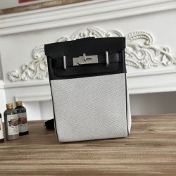 Hermes Hac a Dos PM Backpack H Canvas Black Togo Calfskin Hermes Hac a Dos PM Backpack H Canvas Black Togo Calfskin