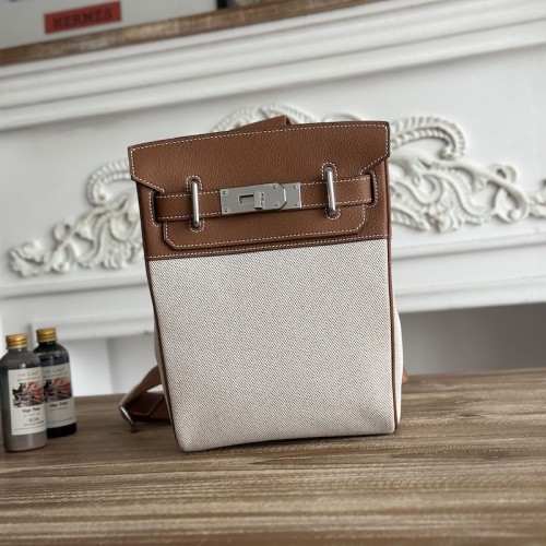 Hermes Hac a Dos PM Backpack H Canvas Gold Togo Calfskin Hermes Hac a Dos PM Backpack H Canvas Gold Togo Calfskin