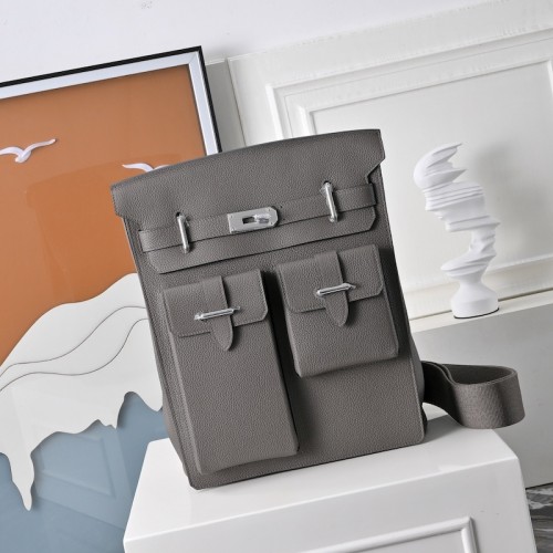 Replica Hermes Hac a Dos GM Haccess Backpack Etain Togo Calfskin Unisex Travel Bag
