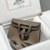 Hermes Halzan 25 Bag Clemence Leather Etoupe PHW
