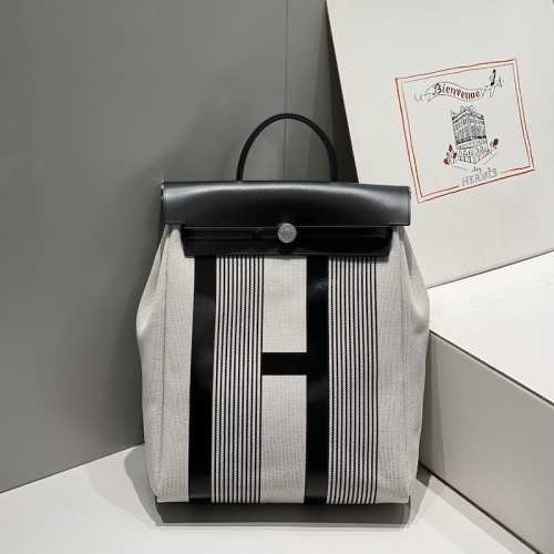 Replica Hermes Herbag a dos Zip retourne backpack in black Replica Hermes Herbag a dos Zip retourne backpack in black Criss Viking canvas and Hunter cowhide