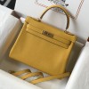 Hermes Kelly 25cm Bag in Clemence Leather Jaune Amber GHW