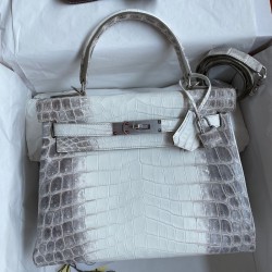 Hermes Kelly Retourne 28 replica Himalayan Niloticus crocodile matte skin palladium hardware
