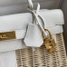 Hermes Picnic Kelly 28cm Bag in Wicker with White Barenia Leather