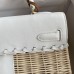 Hermes Picnic Kelly 28cm Bag in Wicker with White Barenia Leather