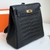 Hermes Kelly Ado Backpack In Black Matte Alligator Crocodile Leather GHW Hermes Kelly Ado Backpack In Black Matte Alligator Crocodile Leather GHW