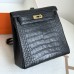 Hermes Kelly Ado Backpack In Black Matte Alligator Crocodile Leather GHW Hermes Kelly Ado Backpack In Black Matte Alligator Crocodile Leather GHW