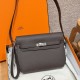 Hermes Kelly Depeches 25 Pouch in Ebene Calfskin