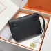 Hermes Kelly Depeches 25 Pouch in Black Epsom