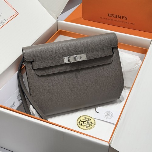 Replica Hermes Kelly Depeches 25 Pouch Etain Epsom Palladium Hardware gift box set