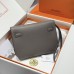 Hermes Kelly Depeches 25 Pouch in Etain Epsom