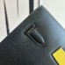 Hermes Kelly Depeches 25 Pouch in Black / Naples Yellow Evercolor Leather Hermes Kelly Depeches 25 Pouch in Black / Naples Yellow Evercolor Leather