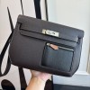 Hermes Kelly Depeches 25 Pouch in Ebene / Black Evercolor Leather
