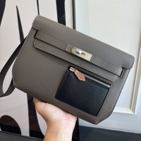 Hermes Kelly Depeches 25 Etoupe Evercolor unisex wrist clutch Replica Hermes Kelly Depeches 25 Pouch Etoupe Evercolor Leather two tone