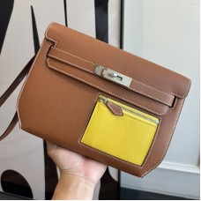 Hermes Kelly Depeches 25 Gold Naples Yellow Evercolor unisex wrist clutch Replica Hermes Kelly Depeches 25 Pouch Gold Naples Yellow Evercolor Leather two tone