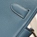 Hermes Kelly Messenger PM Bag in Blue Jean Evercolor Leather