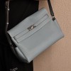Hermes Kelly Messenger GM Bag in Bleu Lin Togo Leather