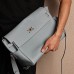 Hermes Kelly Messenger GM Bag in Bleu Lin Togo Leather