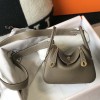 Hermes Mini Lindy Bag 19cm in Clemence Leather Etoupe