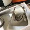 Hermes Mini Lindy Bag 19cm in Clemence Leather Etoupe PHW