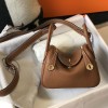 Hermes Mini Lindy Bag 19cm in Clemence Leather Gold