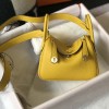 Hermes Mini Lindy Bag 19cm in Clemence Leather Jaune Amber