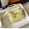 Hermes Mini Lindy Bag 19cm in Clemence Leather Jaune Poussin