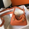 Hermes Mini Lindy Bag 19cm in Clemence Leather Orange