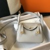 Hermes Mini Lindy Bag 19cm in Clemence Leather Pearl Gray