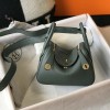 Hermes Mini Lindy Bag 19cm in Clemence Leather Vert Amande