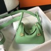 Hermes Mini Lindy Bag 19cm in Clemence Leather Vert Criquet
