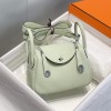 Hermes Mini Lindy Bag 19cm in Clemence Leather Vert Fizz