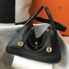 Hermes Lindy 26cm 30cm Bag in Clemence Leather Black GHW