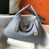 Hermes Lindy 26cm 30cm Bag in Clemence Leather Bleu Lin