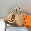 Hermes Lindy 26cm 30cm Bag in Clemence Leather Chai