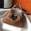 Hermes Lindy 26cm 30cm Bag in Clemence Leather Gold PHW