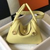 Hermes Lindy 26cm 30cm Bag in Clemence Leather Jaune Poussin