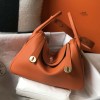 Hermes Lindy 26cm 30cm Bag in Clemence Leather Orange GHW