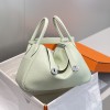 Hermes Lindy 26cm 30cm Bag in Clemence Leather Vert Fizz