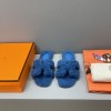 Hermes Women's Oran Sandal Shearling Blue