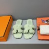 Hermes Women's Oran Sandal Shearling Matcha