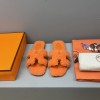 Hermes Women's Oran Sandal Shearling Orange