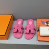 Hermes Women's Oran Sandal Shearling Pink