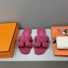 Hermes Women's Oran Sandal Shearling Rose