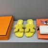 Hermes Women's Oran Sandal Shearling Yellow