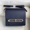 Hermes Mini Roulis 18cm Bag In Deep Blue Evercolor Leather GHW