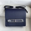 Hermes Mini Roulis 18cm Bag In Deep Blue Evercolor Leather PHW