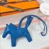 Hermes Rodeo Horse PM Bag Charm in Bleu France Leather
