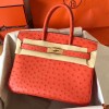 Hermes Birkin 30 Retourne Handmade Bag In Orange Ostrich Leather